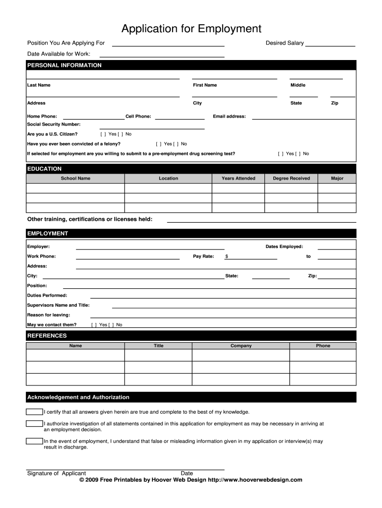 Job Application Form Preview